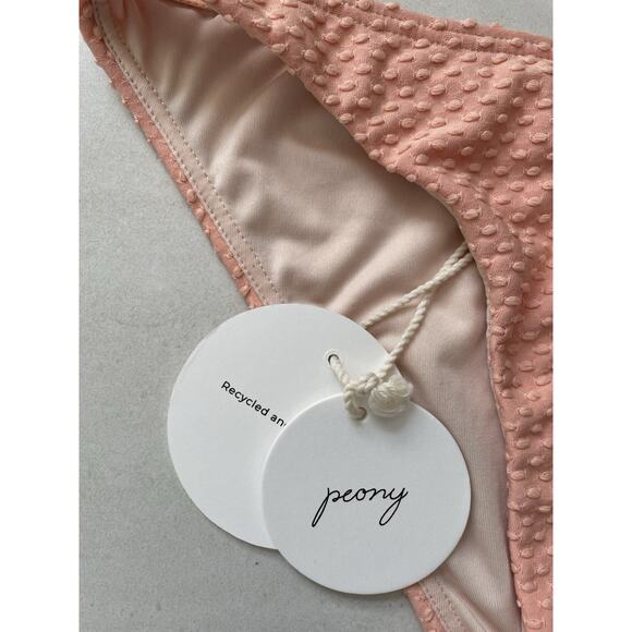 Peony Swim Bikini Bottom Staple Pant Textured Apricot Swimwear - Picture 3 of 8